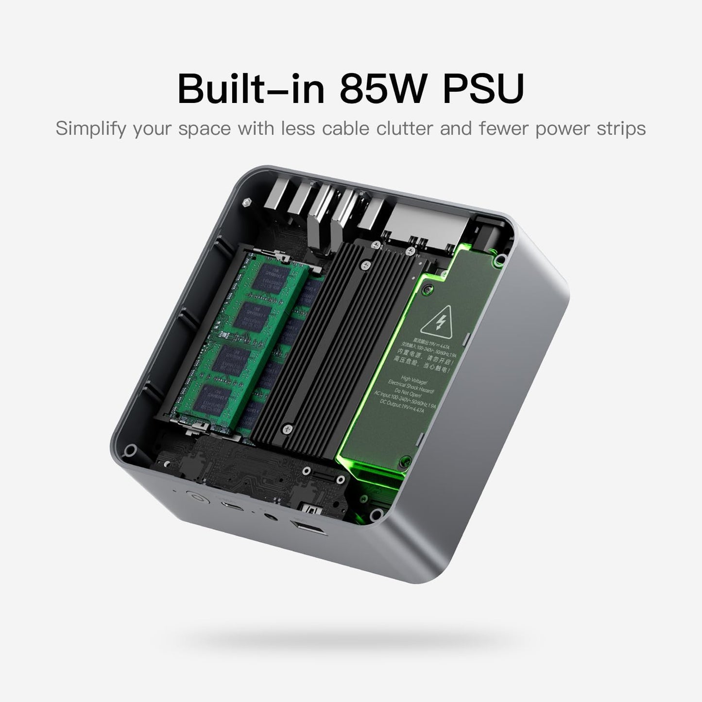 Beelink EQR5 Mini PC - AMD Ryzen 7 5825U/5650U, 64GB DDR4/8TB SSD, Silent 32dB, Dual 4K, WiFi 6, Built-in PSU for Office & Gaming