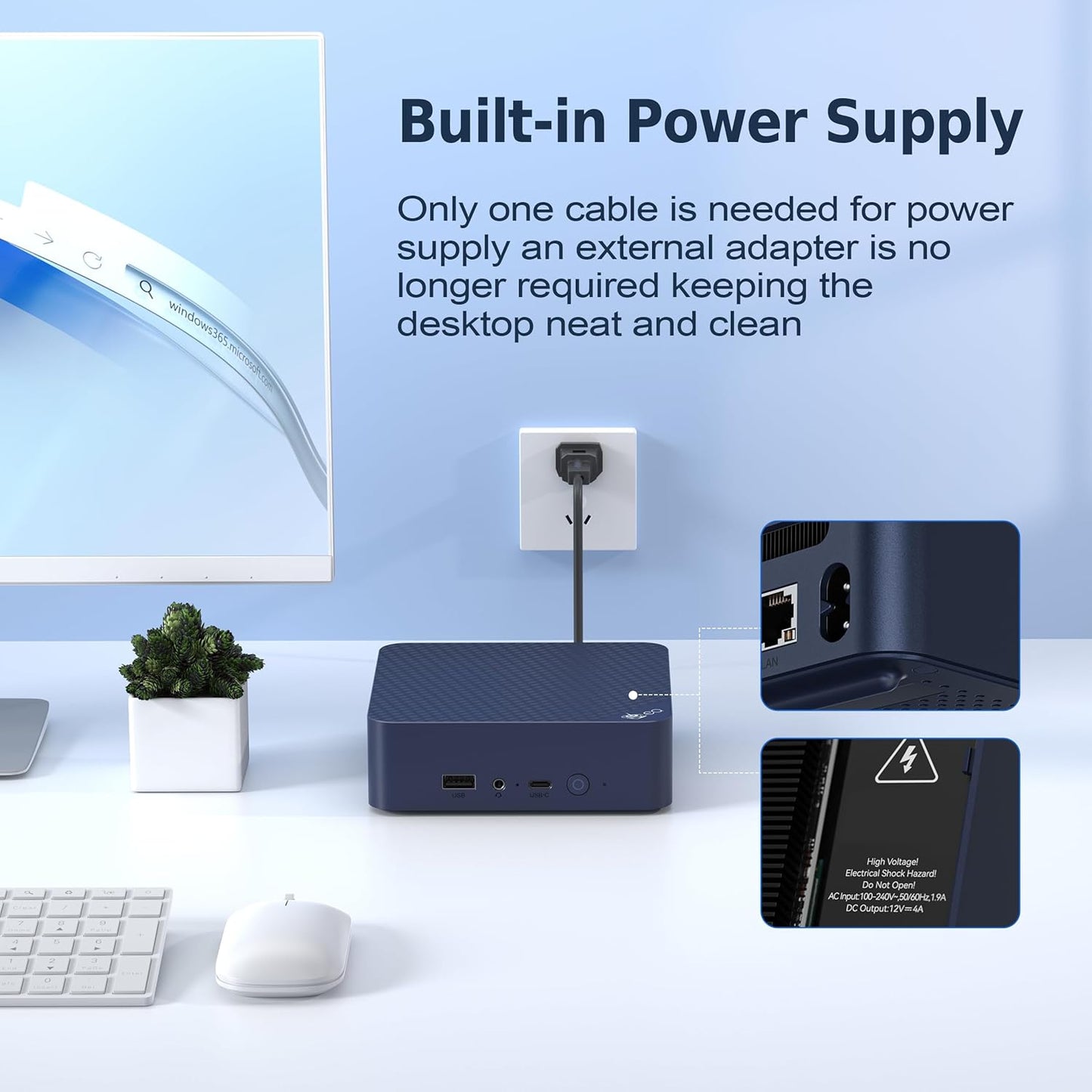 Beelink EQ14 Mini PC - Intel N150 3.6GHz, 16GB DDR4, 500GB SSD, 4K Dual Display, Dual LAN