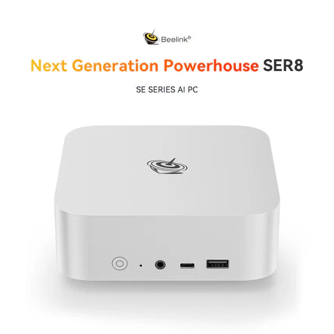 Beelink SER8 Mini PC AMD Ryzen 7 8845HS (16 TOPS AI) | 32GB DDR5 | 1TB SSD | Triple 4K Display | 32dB Silent Design