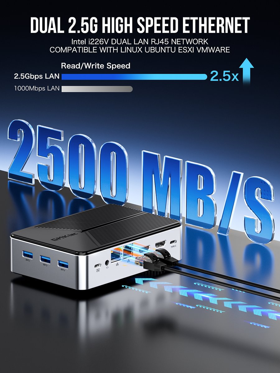 1011-GMKtec Intel Twin Lake N150 Dual-system 4-bay NAS Mini PC -- NucBox G9