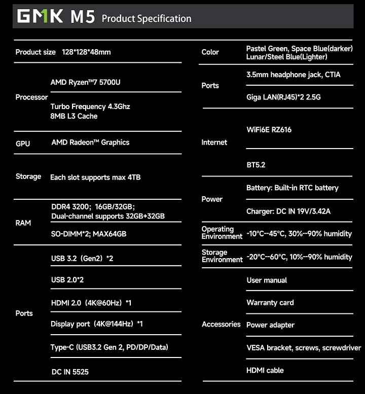 1015-GMKtec AMD Ryzen 7 5700U Mini PC--NucBox M5 Pro