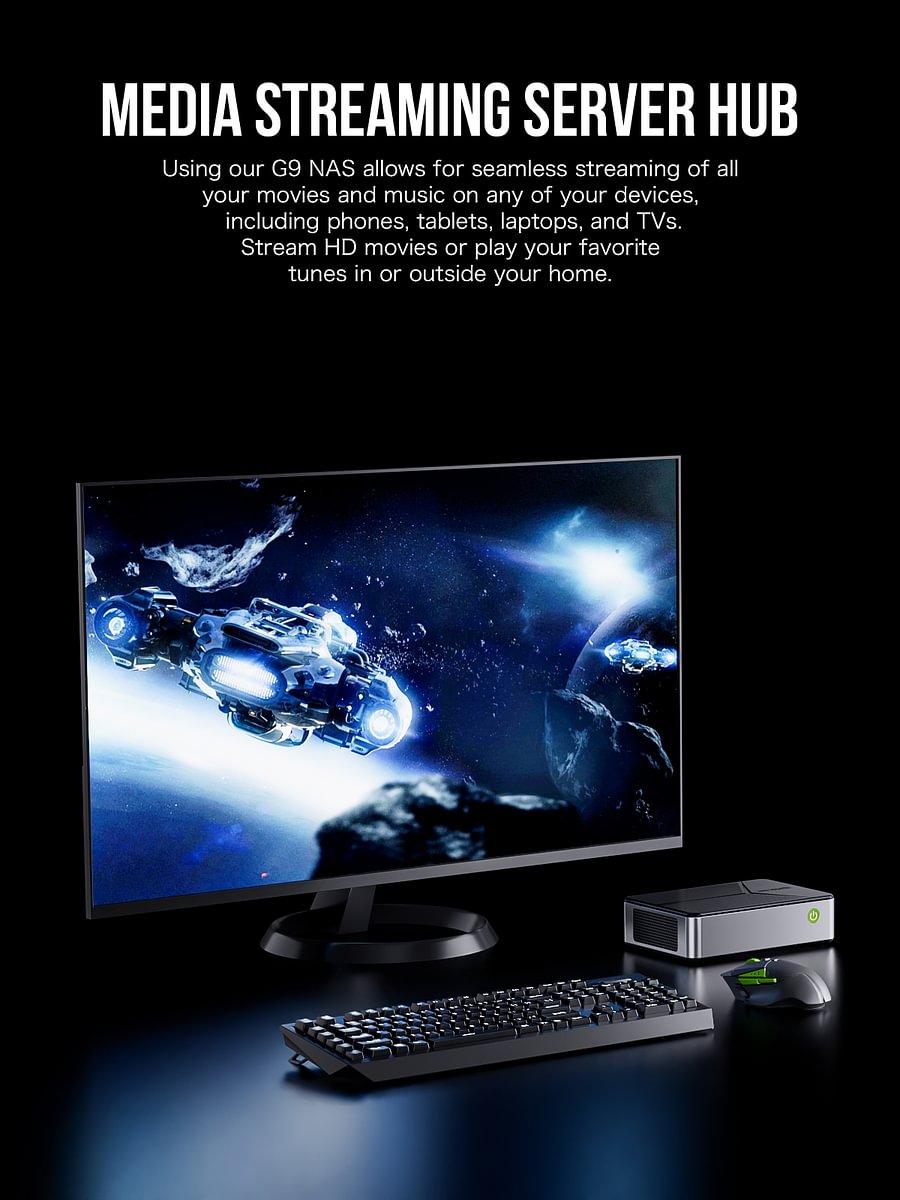 1011-GMKtec Intel Twin Lake N150 Dual-system 4-bay NAS Mini PC -- NucBox G9