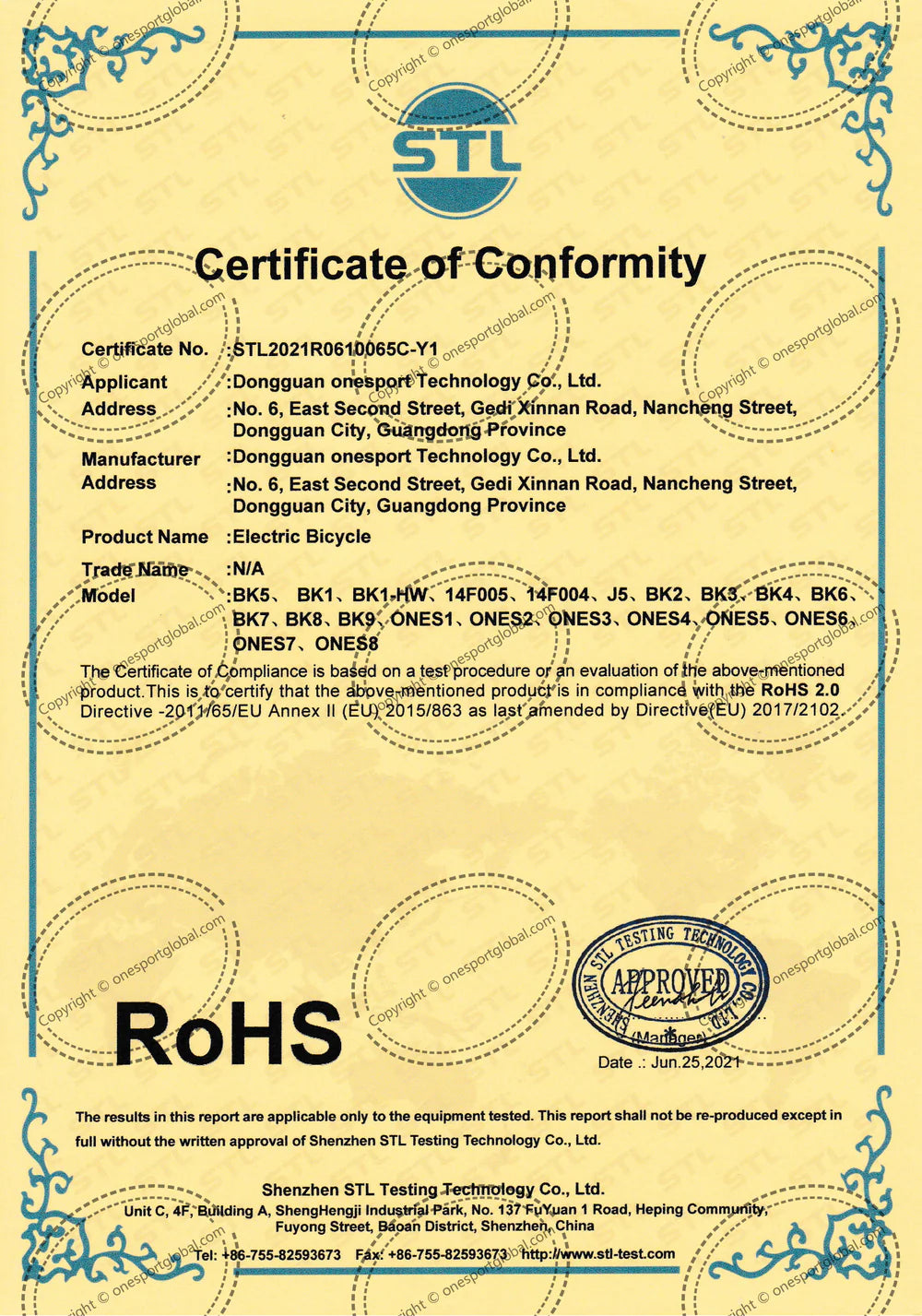 218-OneSport BK6 Folding E-bike