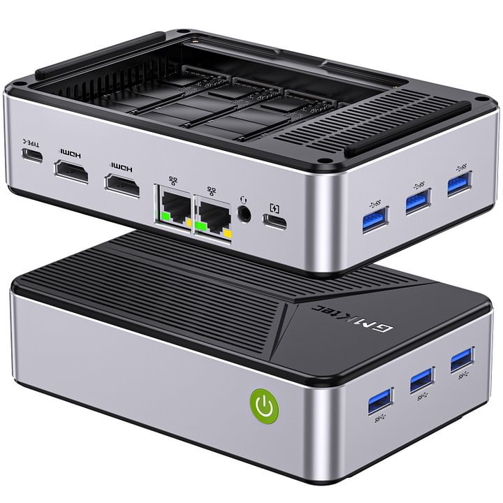 1011-GMKtec Intel Twin Lake N150 Dual-system 4-bay NAS Mini PC -- NucBox G9