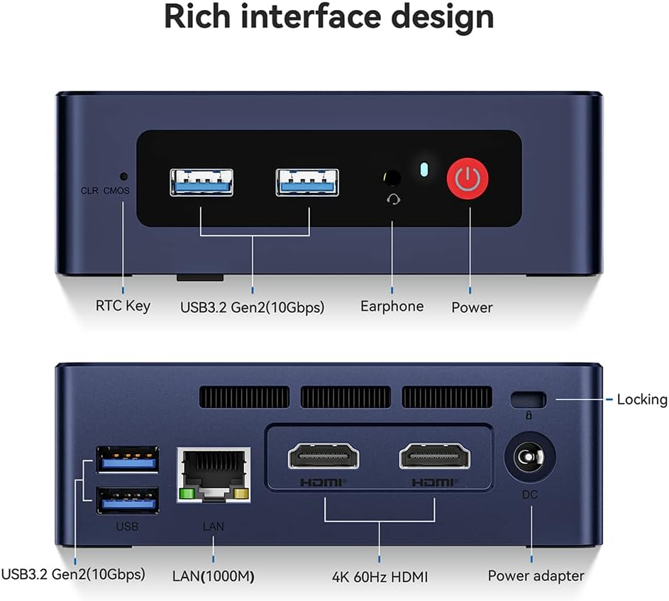 Beelink Mini S12 Pro N100 Mini PC - 16GB DDR4/500GB SSD, 4K Dual HDMI, Wi-Fi 6, Compact Desktop for Home & Office