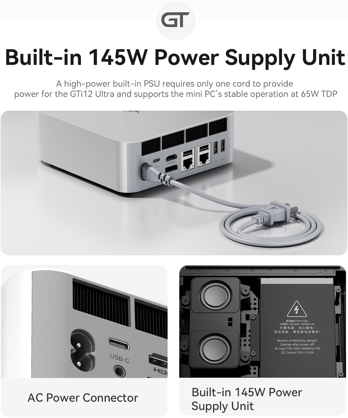 Beelink GTi12 Mini PC - Intel Core i9-12900H/HK (32GB DDR5/1TB SSD), AI Voice, PCIe 5.0 eGPU, 32dB Silent, Triple 4K for Gaming & Workstation