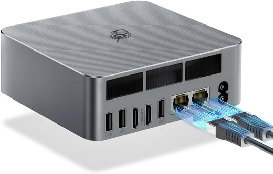 Beelink EQR5 Mini PC - AMD Ryzen 7 5825U/5650U, 64GB DDR4/8TB SSD, Silent 32dB, Dual 4K, WiFi 6, Built-in PSU for Office & Gaming
