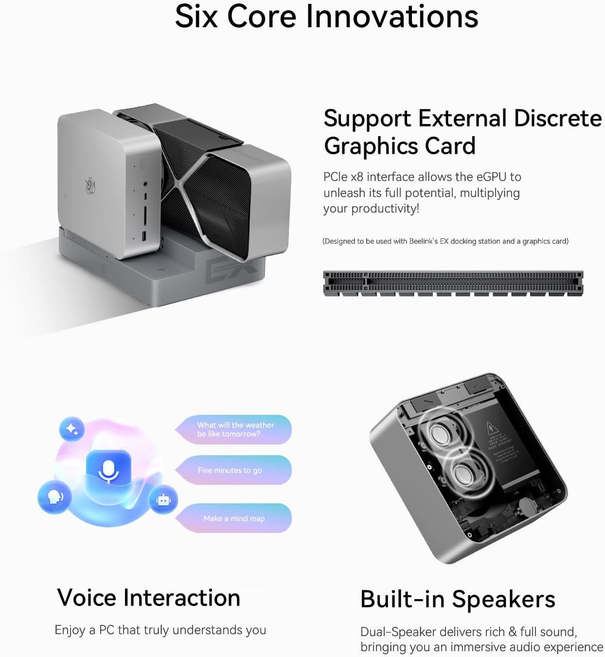 Beelink GTi13 Mini PC - Intel Core i9-13900HK (32GB DDR5/1TB SSD), AI Voice, PCIe 5.0 eGPU, 32dB Silent, Dual 4K@144Hz for Gaming & Creative Workflows