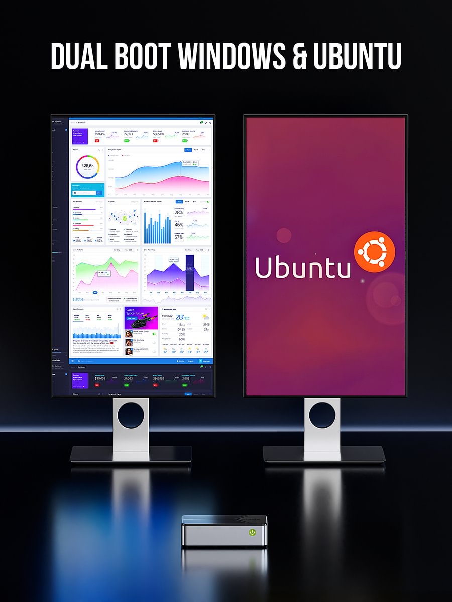 1011-GMKtec Intel Twin Lake N150 Dual-system 4-bay NAS Mini PC -- NucBox G9