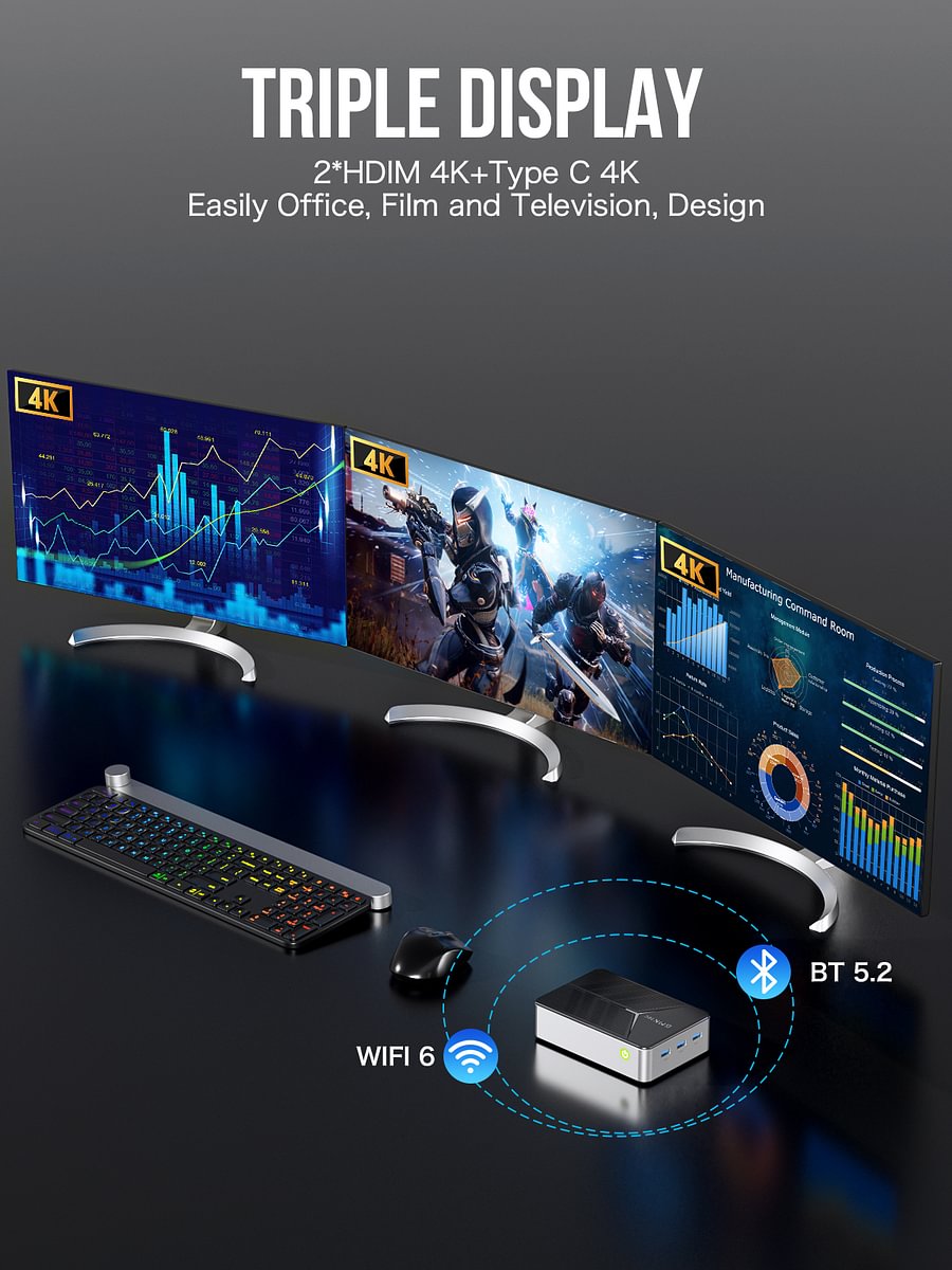 1011-GMKtec Intel Twin Lake N150 Dual-system 4-bay NAS Mini PC -- NucBox G9