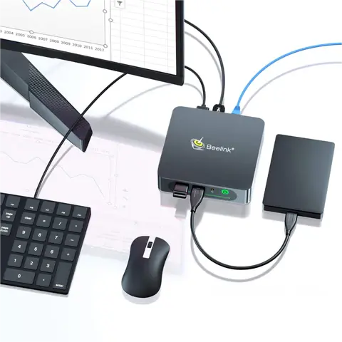 Beelink Expand F USB-C Docking Station - Dual 4K@60Hz, 90W PD Charging, 4TB Storage, 5xUSB 3.0 for Laptop/Mobile Office & Gaming
