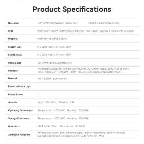 Beelink EX Pro Docking Station for NVIDIA/AMD Graphics Cards | PCIe 5.0 x8 Expansion | 600W PSU | RTX 50 & RX 9000 Series Support